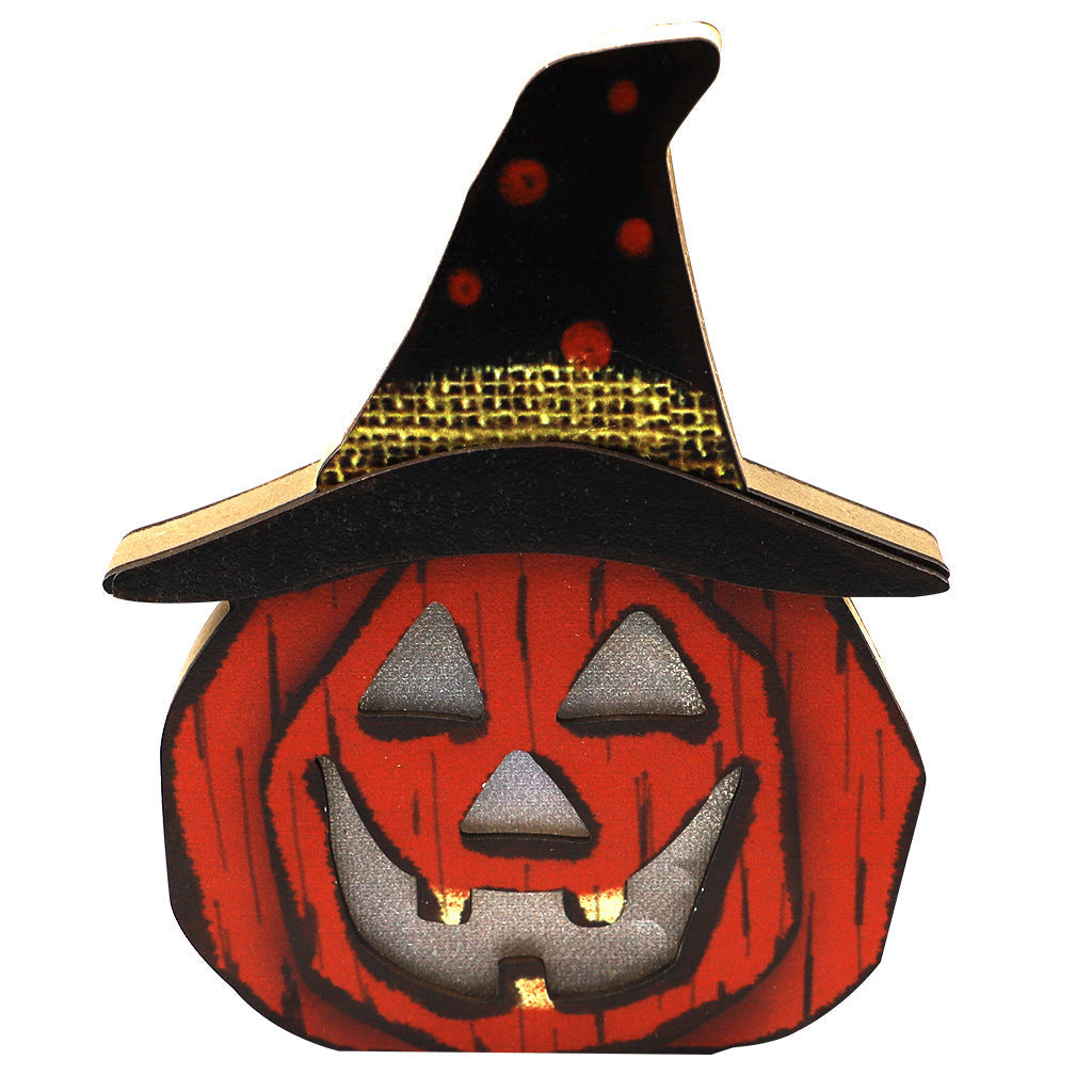 Aromea | Glow-in-the-Dark Wood Pumpkin Light – Halloween Party,Scary Face AROMEA