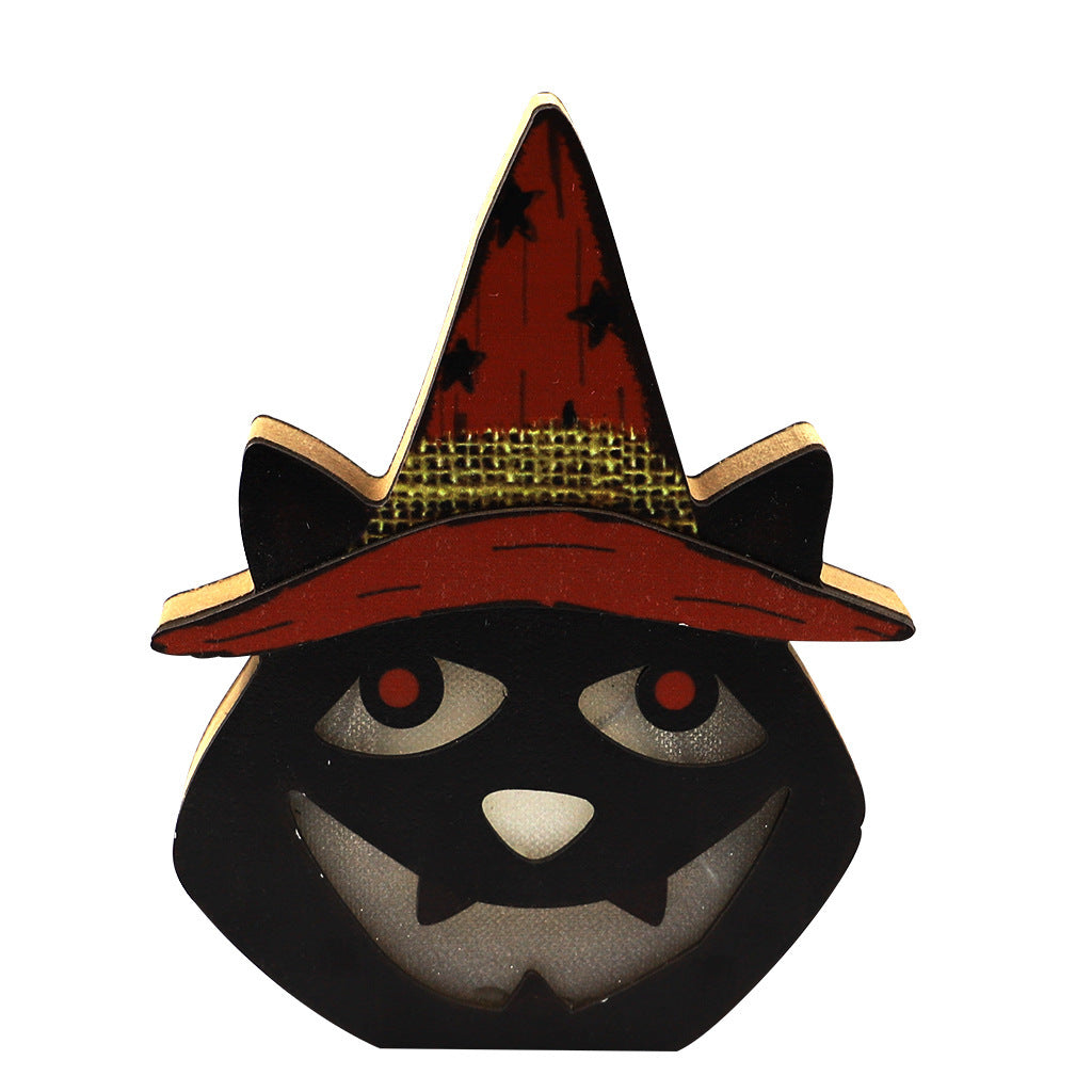 Aromea | Glow-in-the-Dark Wood Pumpkin Light – Halloween Party,Scary Face AROMEA