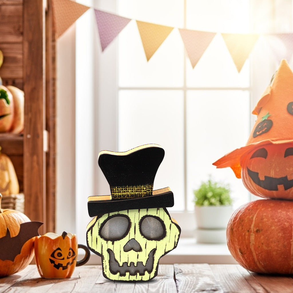 Aromea | Glow-in-the-Dark Wood Pumpkin Light – Halloween Party,Scary Face AROMEA