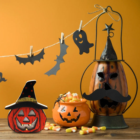 Aromea | Glow-in-the-Dark Wood Pumpkin Light – Halloween Party,Scary Face AROMEA