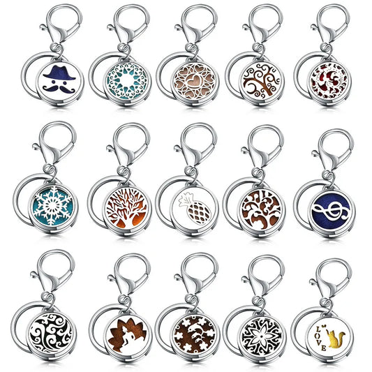 Fashion Perfume KeyChain  Essential Oil Diffuser -40 selectable patterns Fragrant garden