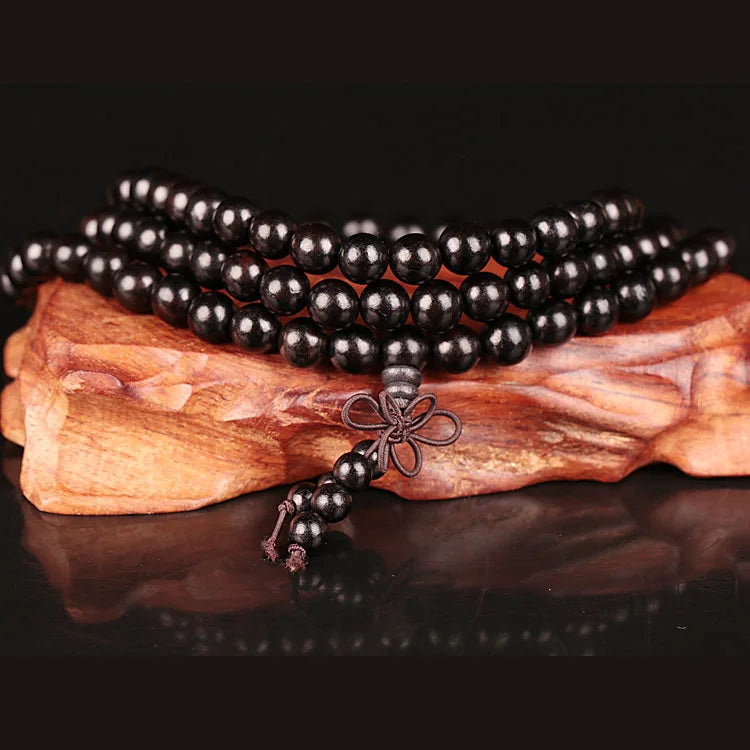 6mm / 8mm / 10mm / 12mm *108 Beads Ebony Wood Buddhist Buddha Meditation Prayer Bead  Bracelet Fragrant garden