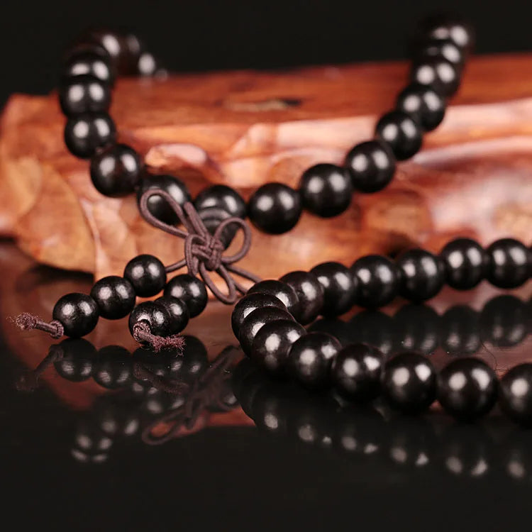 6mm / 8mm / 10mm / 12mm *108 Beads Ebony Wood Buddhist Buddha Meditation Prayer Bead  Bracelet Fragrant garden