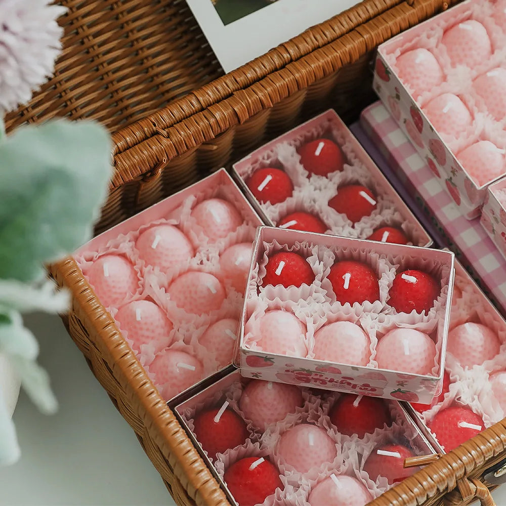 Simulation Strawberry Scented Candles Set Gift Box Fragrant garden