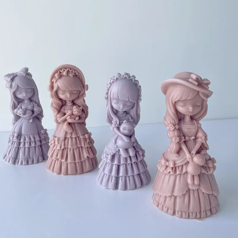 3D  Silicone Mold Cute Little Princess Doll Plaster Resin Soap Candle Fragrant garden