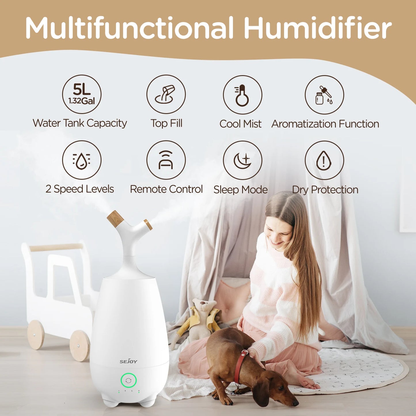 5L  Aromatherapy Air Humidifier Diffuser Dual Spray Fogger Fragrant garden