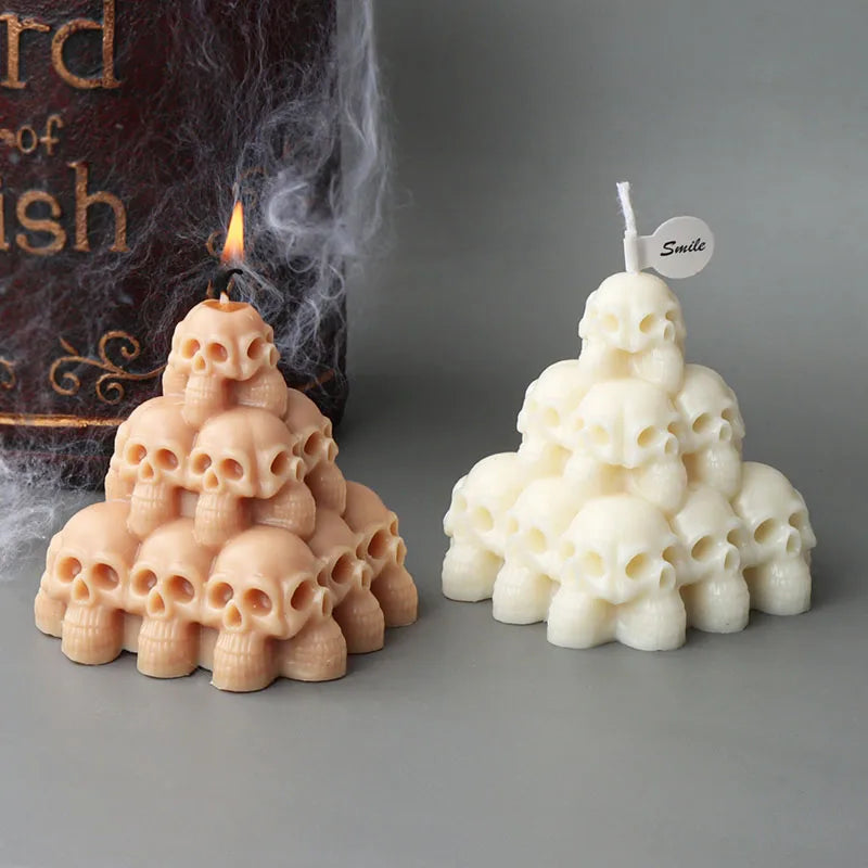 3D Halloween Stacking Skull Candle Silicone Mold  Halloween Decor Gifts Fragrant garden