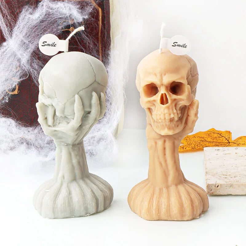 3D Halloween Stacking Skull Candle Silicone Mold  Halloween Decor Gifts Fragrant garden