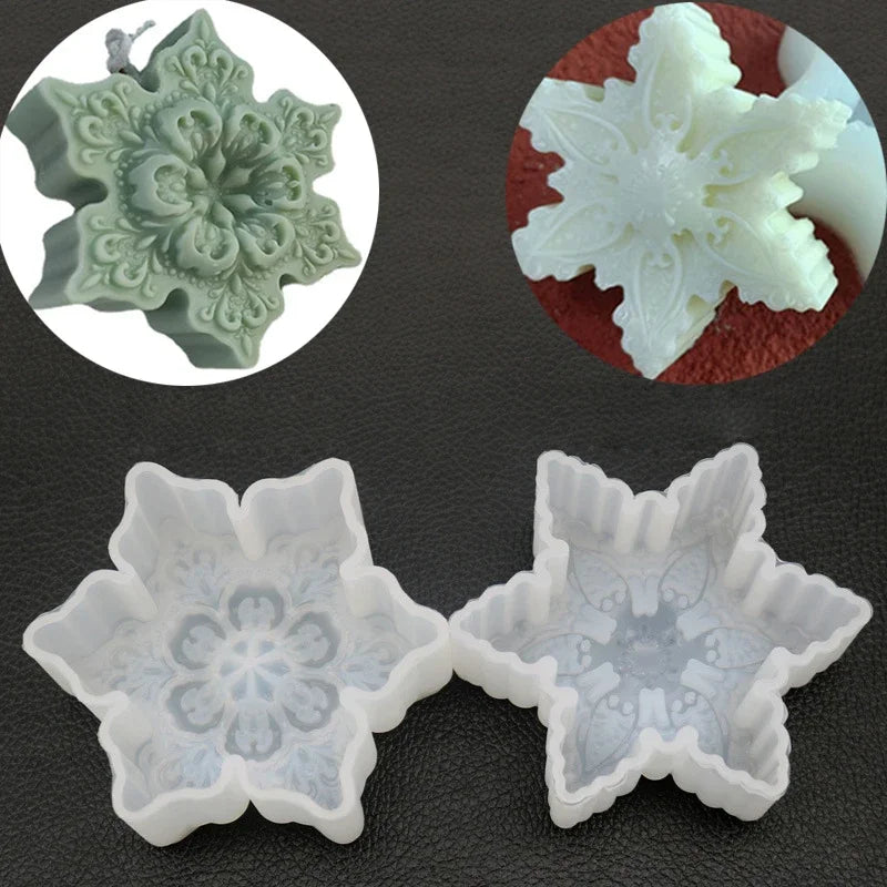 3D Christmas Snowflake Silicone Candle Molds Fragrant garden