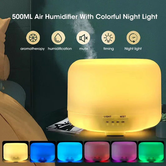 500ML Air Humidifier Colorful Night Light 6H Timing Essential Oil Diffuser Fragrant garden