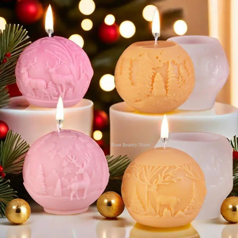 3D Christmas Ball Candle Silicone Mold Fragrant garden