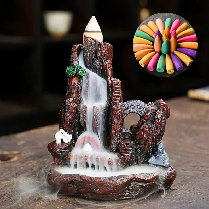 100Pcs Waterfall Smoke Backflow Natural Incense Cone Fragrant garden