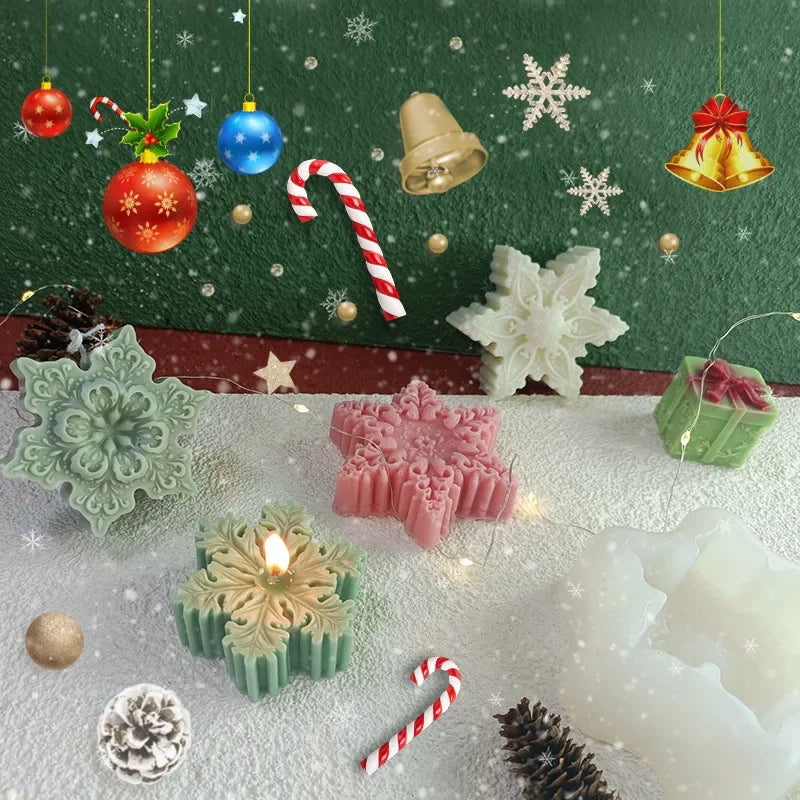 3D Christmas Snowflake Silicone Candle Molds Fragrant garden