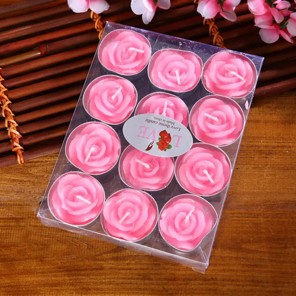 12Pcs Rose Shape  Light Candle Fragrant garden