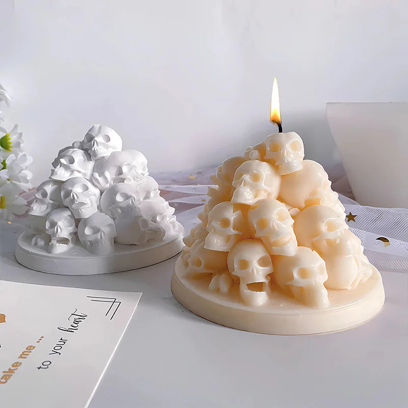 3D Stacked Skull Silicone Candle Molds Halloween Scented Candle Soap Plaster Fragrant garden