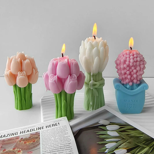 3D Lavender/Tulip Bouquet Silicone Candle Molds Fragrant garden