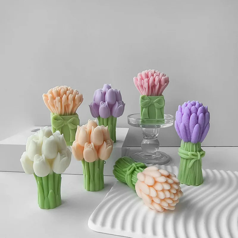 3D Lavender/Tulip Bouquet Silicone Candle Molds Fragrant garden