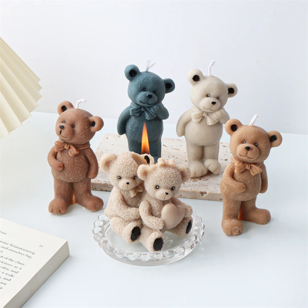 3D Bear Silicone Candle Mold Handmade DIY Mold Fragrant garden