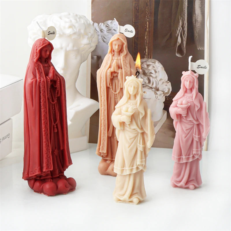 3D Virgin Mary Statue Candle  Mold Fragrant garden