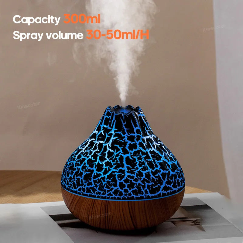 300ml Volcano  Ultrasonic Humidifier  Aromatherapy diffuser  LED Ambient Light Fragrant garden