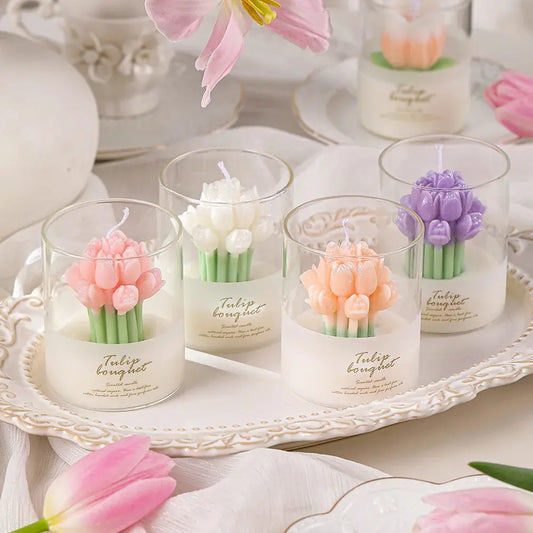 Tulip scented candle， Candle Cup Fragrant garden