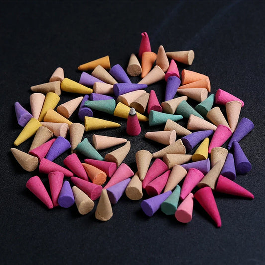 120/60PCS  Colorful Scented Incense Cones Anxiety Relief Fragrance Incense Cones for Meditation Relaxation Fragrant garden