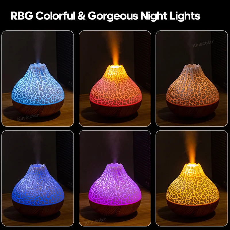 300ml Volcano  Ultrasonic Humidifier  Aromatherapy diffuser  LED Ambient Light Fragrant garden