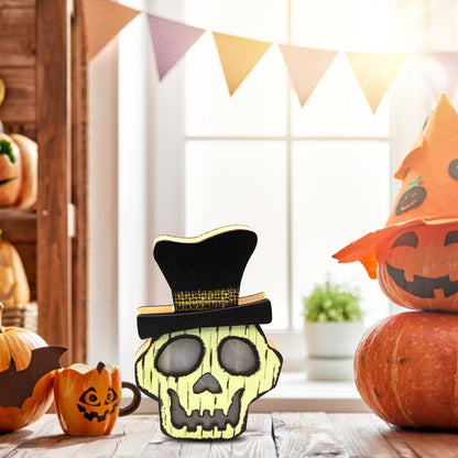 Aromea | Glow-in-the-Dark Wood Pumpkin Light – Halloween Party,Scary Face AROMEA